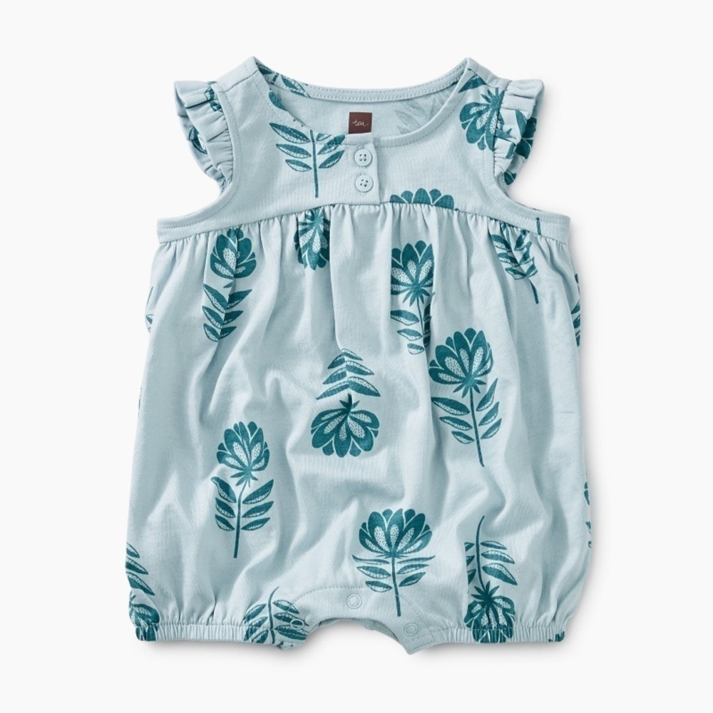 Tea Collection Printed Henley Romper 9/12m